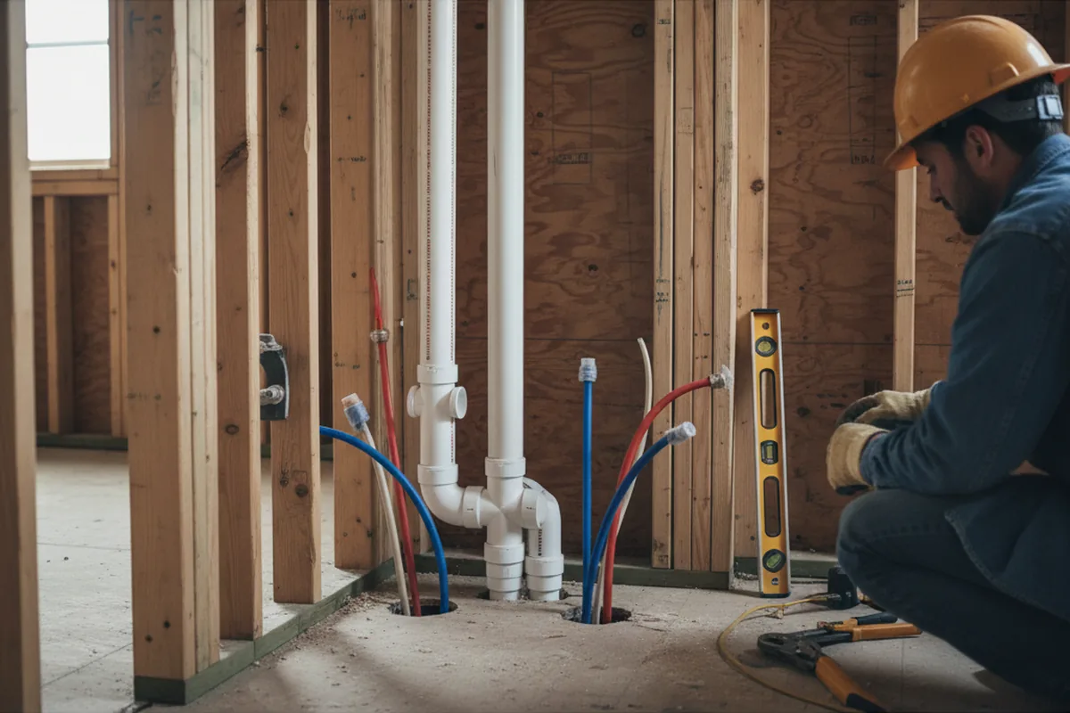 Drain and supply rough-in during Drain Cleaning in Milford